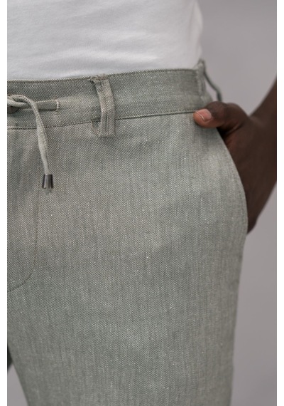 Notra Beli Lastikli Ve İplikli Slimfit Pamuklu Jogger Pantolon Yeşil