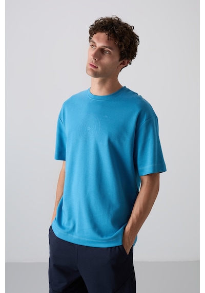 Tommy Life Petrol Mavi Pamuklu Kalın Yumuşak Dokulu Oversize Fit Baskılı Erkek T-shirt - 88324 Petrol Mavi Tommy Life Petrol Mavi Pamuklu Kalın Yumuşak Dokulu Oversize Fit Baskılı Erkek T-shirt - 88324 Petrol Mavi