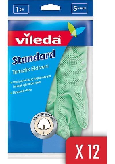 Vileda Standart Eldiven No 7 Küçük Boy 12'li Paket