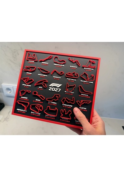 F1 2027 Yarış Pistleri 3d Baskı Ayaklı Dekoratif Masaüstü Tablo
