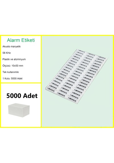 Akusto Manyetik Dr Barkodlu Alarm Etiketi 1 Kutu: 5000'li Kutu