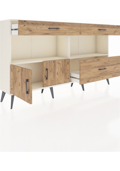 Arges Konsol 2 Raflı 3 Çekmeceli 2 Kapaklı 176x30x99 Aytaşı-çam Aytaşı-çam