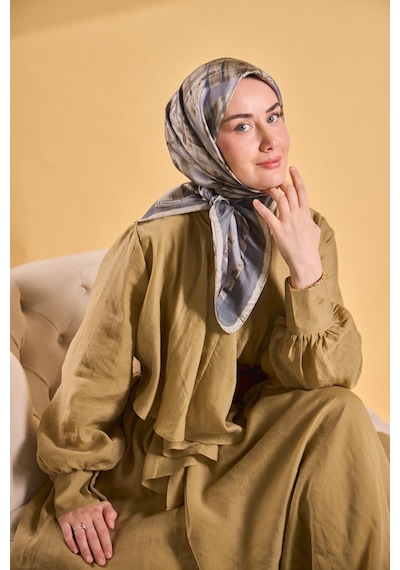 Silk Home Twill İpek Flow Lines Eşarp Koyu İndigo 90x90 Çok Renkli