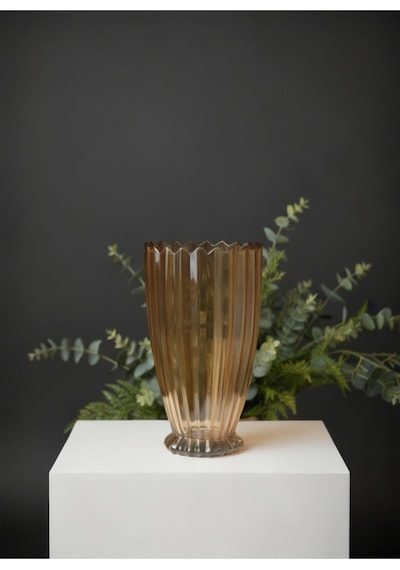 Elta Collection 28 Cm Gold Cam Dekoratif Vazo Modern, Şık, Lüks Çiçek Ve Salon Vazosu Gold