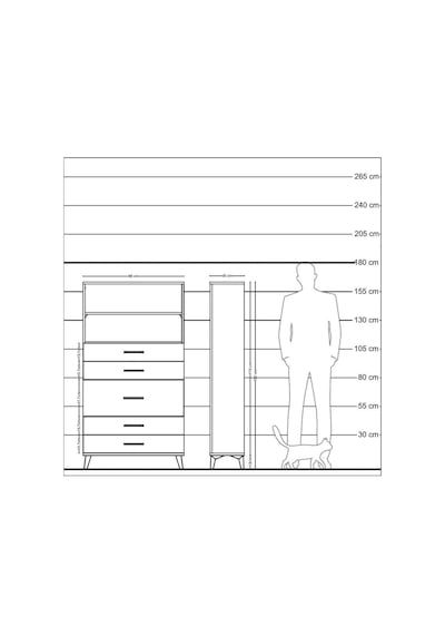 Arges Dolap 2 Raflı 5 Çekmeceli 88x30x163 Çam-aytaşı Atlas Çam