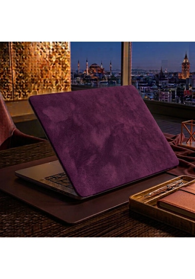 Kendinden Yapışkanlı Alcantara Laptop Kaplama 48x30 Cm Süet Doku Arka Kapak Çizilme Önleyici Koruyucu Skin Mor