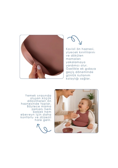 Babyjem Mini Silikon Mama Önlüğü Mocha