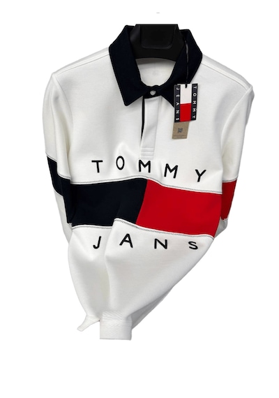 Tommy Jeans Yarım Fermuarlı Dik Yaka Sweatshirt Ekru - Krem