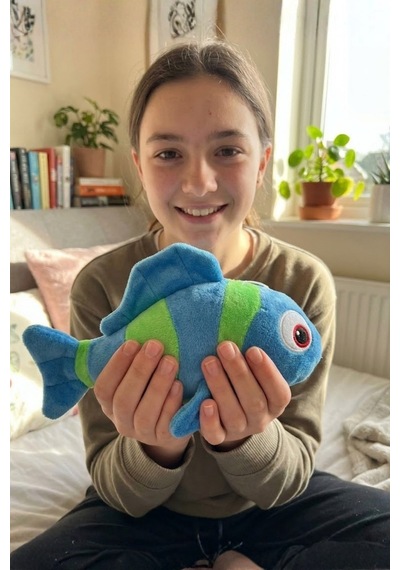 Yeşil-mavi Sevimli Balık Peluş Oyuncak 20 Cm - Yumuşak Dokulu Uyku Arkadaşı Çocuk Bebek Hediye