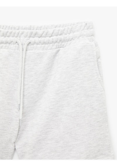 Koton Cepli Beli Bağcıklı Pamuklu Slim Fit Mini Şort Kar Melanj 6sal40004ık Gri Melanj