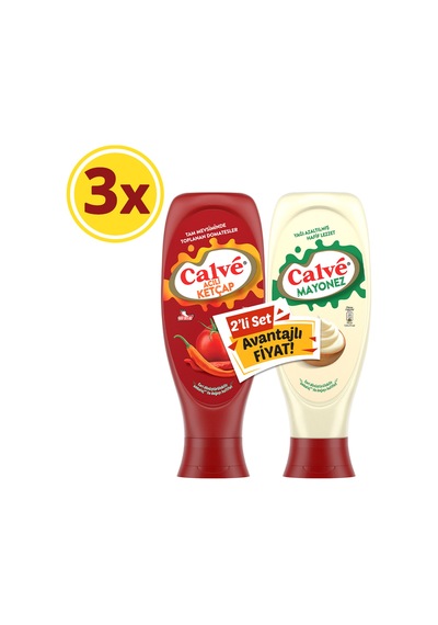Acılı Ketçap 610 G Mayonez Yağı Azaltılmış 540 G 2'li Set X3 Adet