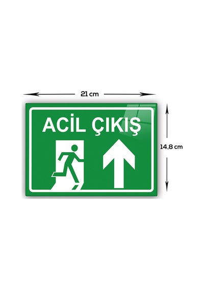 Decorita Cam Yönlendirme Levhası|Acil Çıkış-Kuzey| 14,8cm x 21cm