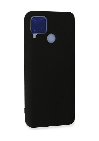 Realme C15 Uyumlu Kılıf Nano İçi Kadife Silikon - Siyah