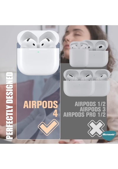 Microsonic Apple Uyumlu AirPods 4 Kılıf Askılı Mat Silikon Siyah