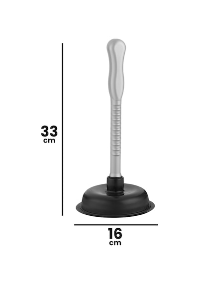 Battal Vantuz Pompa Siyah, Mutfak Banyo Lavabo Küvet Wc Tuvalet Gider Açıcı Büyük El Pompası 16x33cm