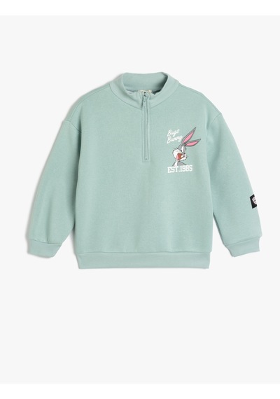 Koton Bugs Bunny Sweat Lisanslı Uzun Kollu Dik Yaka Şardonlu Mavi 5wkg10569ak Mavi