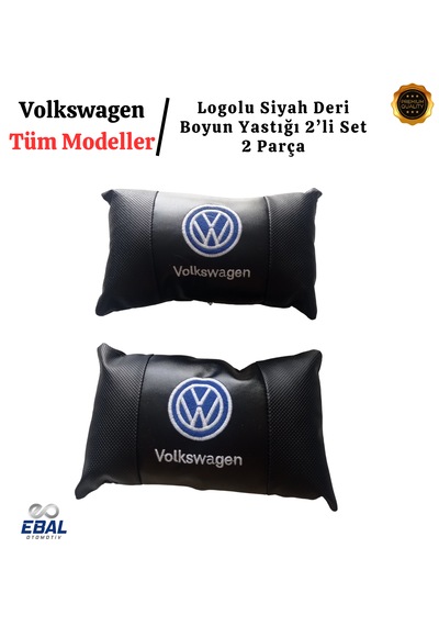 Volkswagen Oto Koltuk Boyun Yastığı 2 Parça Tüm Modeller İçin Uygundur Siyah