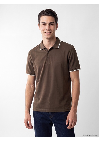 Lcwaıkıkı Classic Kahverengi Standart Fit Polo Yaka Erkek Tişört