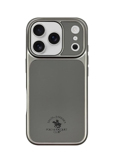 Santa Barbara Polo Racquet Club Apple Uyumlu iPhone 17 Pro Max Uyumlu Kılıf Manyetik Şarj Destekleyen İçi Süet Lucas Deri Kapak Gümüş
