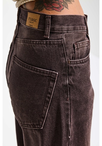 Itsbasic Kadın Koyu Kot Lora 2s6-16 Loose Fit %100 Koton Denim Jean