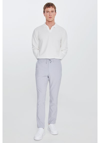 AC&Co / Altınyıldız Classics Erkek Koyu Grı Slim Fit Dar Kesim Beli Bağlamalı Çizgili Yan Cepli Casual Jogger Pantolon Koyu Gri AC&Co / Altınyıldız Classics Erkek Koyu Grı Slim Fit Dar Kesim Beli Bağlamalı Çizgili Yan Cepli Casual Jogger Pantolon Koyu Gri