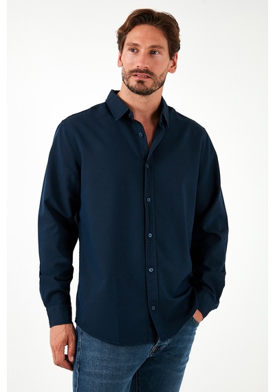 Buratti Streç Pamuklu Regular Fit Erkek Gömlek Cf25W128861 Indigo