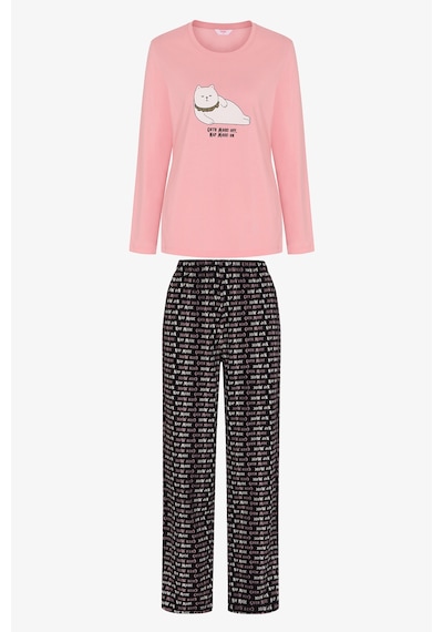 Penti Pembe Nap Mode Çiçekli Uzun Kollu Pantolon Pijama Takımı Pk32