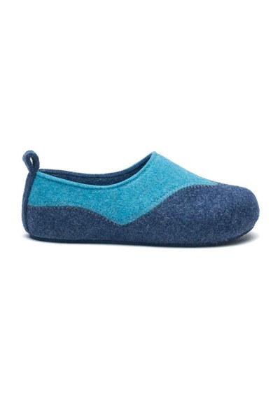 Comfortfusse Yewsh - Kadın Ortopedik Yün Keçe Ev Ayakkabısı Lacivert Yün