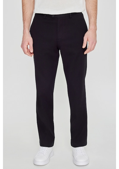 Altınyıldız Classıcs Erkek Sıyah Regular Fit Normal Kesim Yan Cepli Armürlü Casual Pantolon Siyah