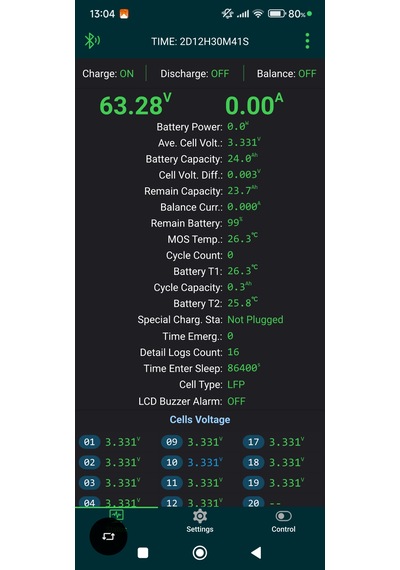 Lifepo4 72volt 24amper Telefon Kontrollü