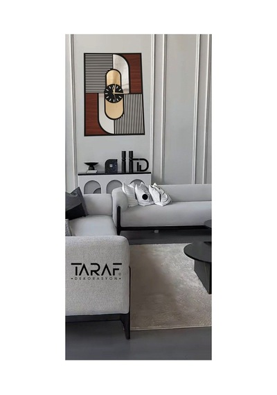 Pisatto 41x58 Dekoratif Asimetrik Tablo Lazer Duvar Saati Çok Renkli