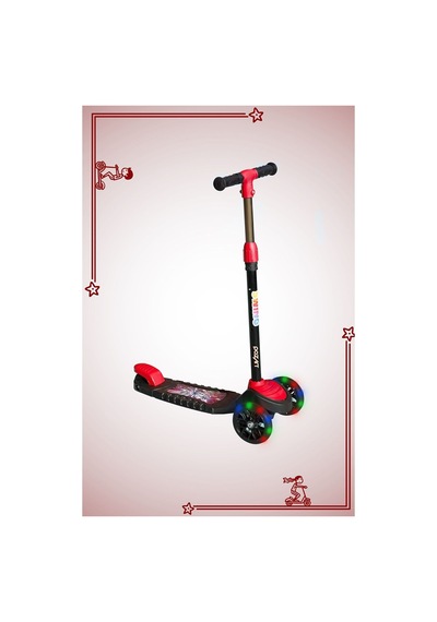Scooter Yeni Swing 3tekerli Led Işıklı 40kğ Kapasiteli 3 Yaş Uygun Kırmızı