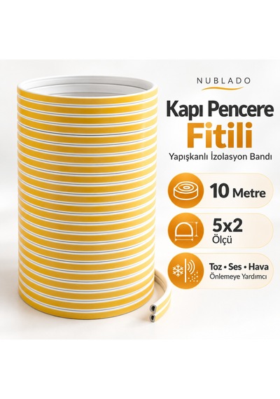 Yapışkanlı Bant 5x2 10 Metre Beyaz Kapı Pencere Bandı Fitili Soğuk Izolasyon Kauçuk Bantları 10 M