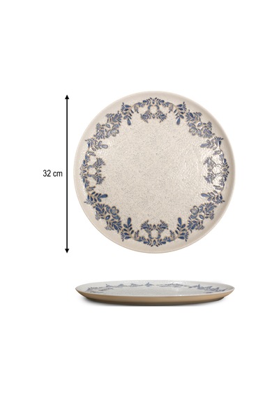 6'lı Valencia Servis Tabağı Pizza 32cm Dijital Valeria-a Rinart Krem