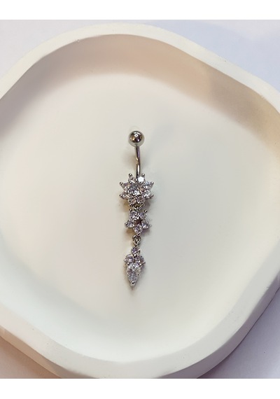 Kadın Çiçek Model Sallantılı Çelik Piercing Gümüş