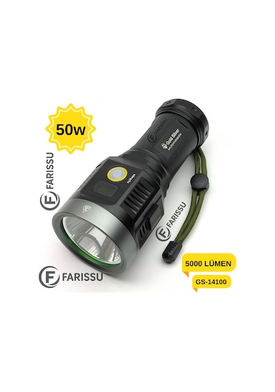 Gold Silver Gs-14100 50w 5000 Lümen Profesyonel Şarjlı El Feneri Siyah