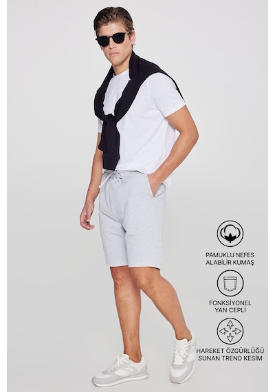 Ac&Co / Altınyıldız Classics Erkek Grı Melanj Standart Fit Normal Kesim 2 Iplik Cepli Recycle Pamuklu Örme Şort Gri Melanj Ac&Co / Altınyıldız Classics Erkek Grı Melanj Standart Fit Normal Kesim 2 Iplik Cepli Recycle Pamuklu Örme Şort Gri Melanj