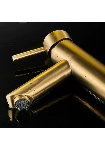 Alfas Lavabo Bataryası Mat Gold Fırçalı Altın 304 Paslanmaz Aç Kapa Banyo Bataryası Leke Tutmaz Mat Altın