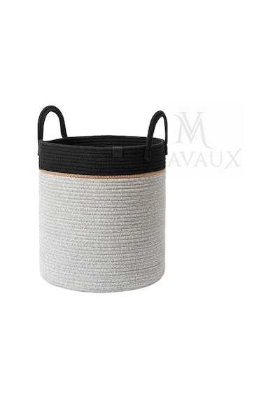 Mavaux Çok Amaçlı, 40cm-36cm Büyük Boy, Yanları Saplı, Sepet, Jüt, Hasır, Dokuma Sepet, Düzenleyici Grijütsiyah