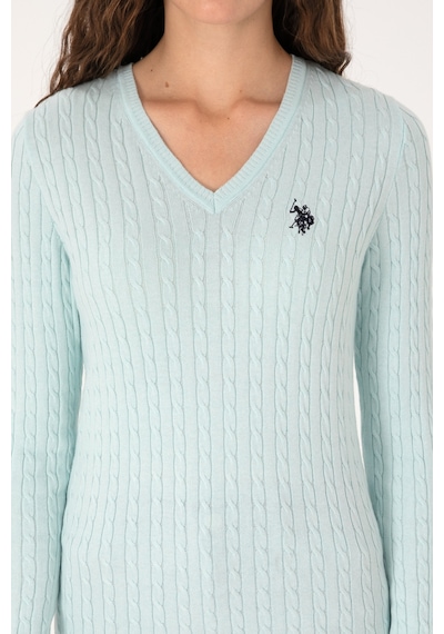 U.S. Polo Assn. Kadın Mint V Yaka Basic Kazak 50313625-VR253 U.S. Polo Assn. Kadın Mint V Yaka Basic Kazak 50313625-VR253