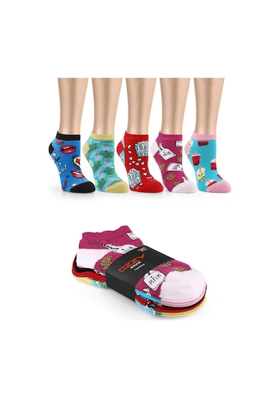 Ozzy Socks 5 Çift Eğlenceli Desenler Kadın Patik Çorap Ozzyp001 Çok Renkli