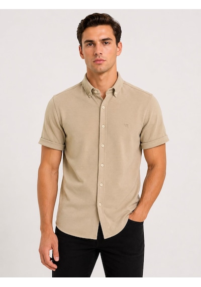 Classics Men Cafes Likralı Kısa Kol Slim Fit Erkek Gömlek - 7735 Sütlü Kahve Classics Men Cafes Likralı Kısa Kol Slim Fit Erkek Gömlek - 7735 Sütlü Kahve
