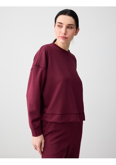 Jimmy Key Jimmy Key Bordo Uzun Kollu Bisiklet Yaka Modal Örme Sweatshirt 5ww235403562