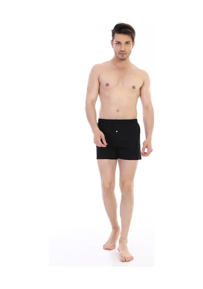 3 Adet Çift Kaplan Erkek Pamuklu Penye Boxer 805 Siyah