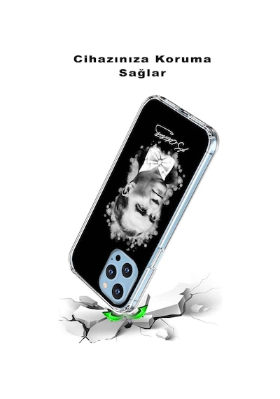 Huawei Honor 20 Uyumlu Kapak Atatürk Tasarımlı Şeffaf Silikon Kılıf