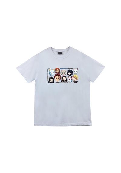 Damon Slayer Anime Baskılı Tshirt Çok Renkli