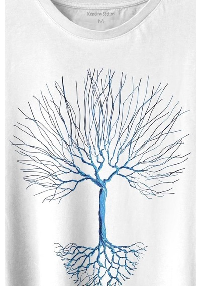 Nature Hayat Ağacı Kuru Ağaç Kökü Baskılı Tişört Unisex T-shirt 001
