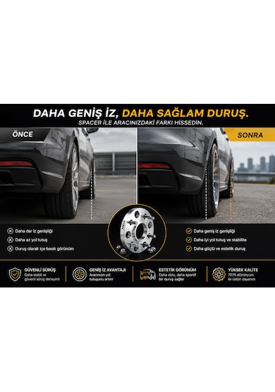 Range Rover Evoque 5x108 3 Cm - 2 Adet Spacer + Bijon Seti