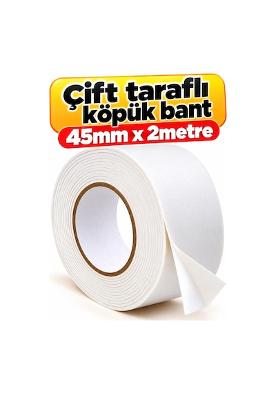 Güçlü Çift Taraflı Köpük Bant 45mm X 2 Metre Montaj Bandı Yapışkanlı Bant Diğer