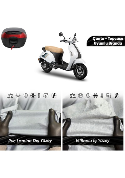 Motoran Allegro Uyumlu Motosiklet Brandası Su Geçirmez Miflonlu Topcase Çanta Uyumlu Motor Branda